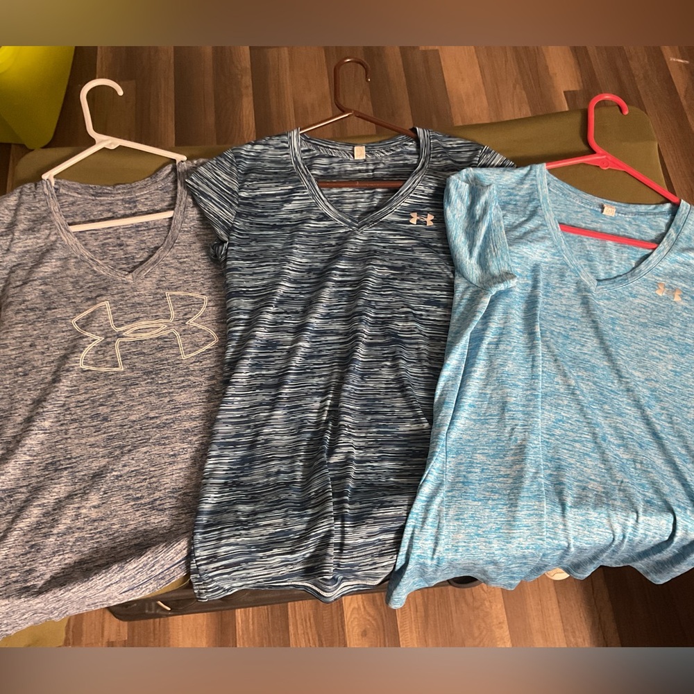 Under Armour Women's V-Neck T-Shirts - Gray, Blue, Light Blue